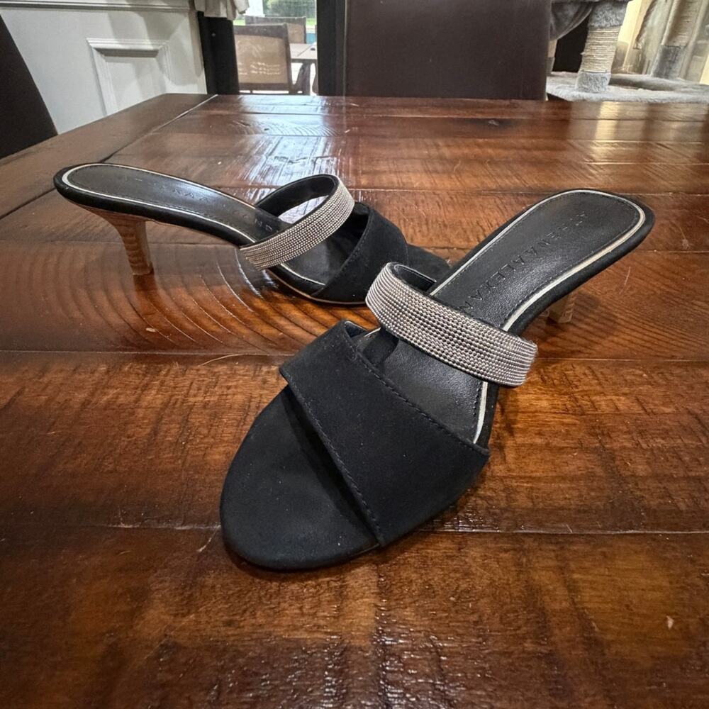 Athena Alexander Black Suede Monilli Kitten Heel Mules